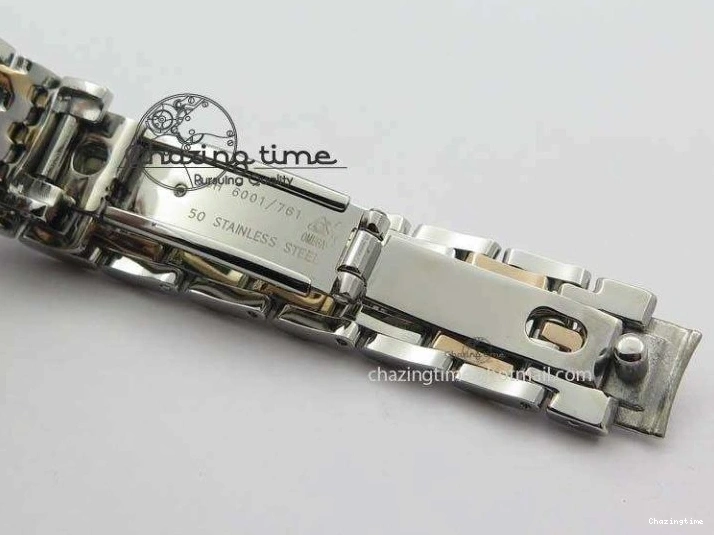 0426 De Ville 27mm SS RG Ladies MK 1:1 Best Edition White MOP Dial Diamond Markers On SS Bracelet Ronda Quartz Chic 8198